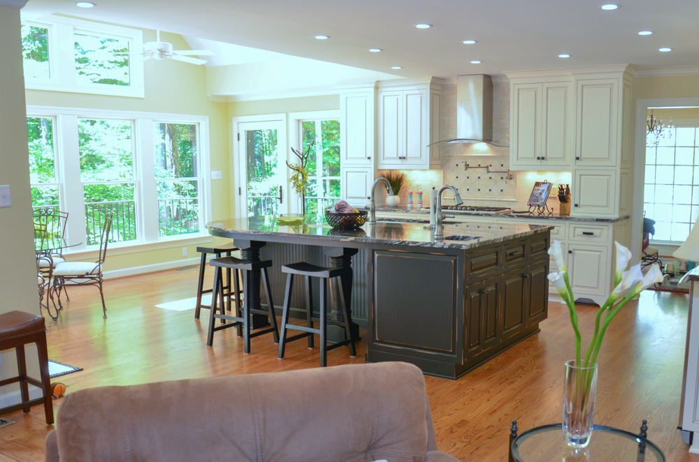 Custom kitchen remodel by TrendMark with a large island and painted cabinetry